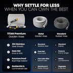 TITAN Garden Hose 75FT - 304 Stainless Steel Metal Water Hose, Flexible, Kink-Free, Lightweight, Durable, Crush Resistant Fittings, Easy to Coil, 500 PSI
