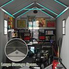 Resin Shed, Outdoor Shed with Floor, Outside Storage Sheds with Lockable Door, Window, Vents for Backyard, Garden, Lawn (7FT x 9FT)