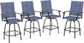 Sophia & William Patio Swivel Bar Stools Set of 4, Bar Height Patio Chairs, High Top Patio Chairs, Supports 300 lbs (Blue Fabric)