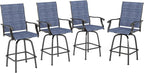 Sophia & William Patio Swivel Bar Stools Set of 4, Bar Height Patio Chairs, High Top Patio Chairs, Supports 300 lbs (Blue Fabric)