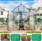 Large Greenhouse, 10x20 FT Easy Assembly Hybrid Polycarbonate Greenhouses for Outdoors w/Vent Windows & Swing Door Walk-in Greenhouses Aluminum Green House for Outside, Black