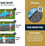 Bestway APX 365 Rectangular Swimming Pool Above Ground Outdoor Backyard Framed Pool Set with Sand Filter Pump, Ladder, and Cover, 31'4" x 16' x 52"