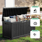 EasyUp 80 Gallon Resin Deck Box Storage Outdoor Waterproof Boxes Lockable UV Resistant Container for Patio Furniture Cushions Pool Supplies Garden Tool, Equipment Outside Storage Delivery
