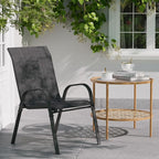 Patio Dining Chairs Set of 2, Outdoor Stackable Chairs, Breathable Seat and Alloy Steel Frame Fit for Backyard,Garden,Porch, Lawn，Poolside (Dark Grey)