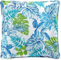 BrylaneHome 16" Square Toss Pillow - Patio & Outdoor - Patio & Outdoor - Water, Stain & Fade Resistant - Blue Fern