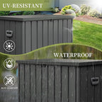 Heavy-Duty Outdoor Metal Storage Box Dark Gray Lockable Water-Resistant Deck Box for Patio Garden Tools Organization Rust-Resistant Outside Storage Box (200 Gallon)