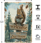 Funny Squirrels Signs Welcome To The Nut House Squirrels Stuff For Indoor Outdoor Decor 12x8 Inches (Green)