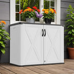 Greesum Outdoor Storage Cabinet, 25 Cu.Ft Deck Box Without Shelves, Waterproof Plastic Storage Bin for Patio Cushions, Gardening Tools, Lockable and Sidehandles, UV Resistant, White