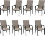 HERA'S HOUSE Premium Patio Dining Chair of 8, Rust Resistant Outdoor Chair with Textilene Padded Seat, Supports up to 350lbs with Comfort and Durability for Lawn Kitchen Garden Backyard