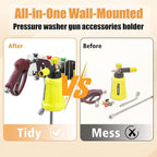 Pressure Washer Foam Cannon Holder, Power Washer Gun Snow Foam Lance 1/4" Quick Connect Tool Organizer, Wall Mounted Nozzle Tips and Wand Extension Kit Storage Rack of Car Wash Accessories