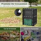 Happygrill Outdoor Compost Bin, Composting Box w/Top Flip Latch-on Lid,80 Gallons Composter for Kitchen Waste & Garden Scraps, Compost Barrel for Fast Creation of Fertile Soil (Black+Green)