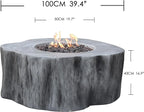 AMS Fireplace | Elementi | Round Natural Gas Fire Pit Table | Canvas Cover, Lava Rocks and Gas Key Valve Included | Fuel: Natural Gas, Manchester - Classic Grey