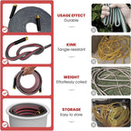 100ft Non-Expanding Garden Hose with 8-Layer Latex Core, Lightweight & Kink-Free, Flexible Heavy Duty Water Hose for Lawn, Yard, Car Washing (3/4" Solid Brass Fittings, Crush-Resistant)