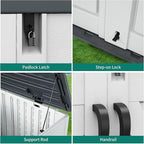 YITAHOME Outdoor Horizontal Storage Shed with X-Shaped Lockable Door, 35 Cu Ft Weatherproof Resin Tool Shed w/o Shelf, Ideal for Bike, Trash Cans, Garden Tools, Lawn Mowers, Light Gray
