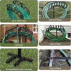 Garden Hose Holder Detachable Heavy Duty Metal Water Hose Hanger, Freestanding Hose Storage Stand Rack for Outside (Black)