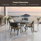 Kinger Home 5-Piece Cast Aluminum Outdoor Dining Furniture Set for 4, Round Patio Table and Chairs for 4 with Cushions, Outdoor Furniture Set with Umbrella Hole, All-Weather Patio Dining Set