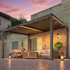 AECOJOY 13' x 10' Louvered Gazebo Pergola, 10x13 Outdoor Hardtop Wall-Mounted Lean to Gazebo with Adjustable Metal Rainproof Patio Roof, Pergolas and Gazebos Clearance, Heavy Duty Awnings for Patio