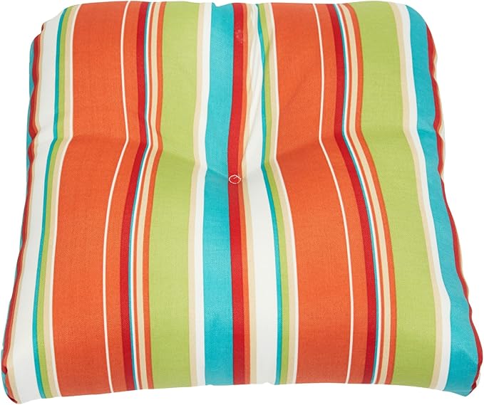 BrylaneHome Tufted Chair Cushion - 18" L x 17" W x 3" H - Patio & Outdoor - Patio & Outdoor - Water, Stain & Fade Resistant - Covert Breeze