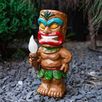 Solar Tiki Garden Statues Tiki Holding Torches with Flickering Flame LED Lights Bar Porch Lawn Yard Outdoor Decorations Christmas Thanksgiving Birthday Gardening Gift for Mom Women