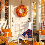 Scarecrow Goose Outfits Halloween Porch Goose Costume for 23inch Thankgiving Geese Clothes Fall Outdoor Garden Yard Patio Lawn Decor