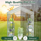 Happygrill Walk-in Greenhouse, Winter Hot House w/4 Tiers, 8 Shelves, Roll-up Zippered Door, Waterproof PVC Film, Portable Greenhouses for Outdoors for Potted Plants, Fruits, Vegetables, Flowers
