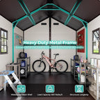 8x8 FT Outdoor Storage Shed, Waterproof Resin Shed with Floor Included & Lockable Door & Window & Vents, Outside Plastic Sheds for Backyard, Patio, Poolside, Lawn, Dove Grey