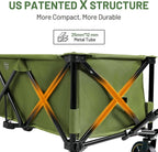 Timber Ridge 51.2'' Extended Collapsible Wagon Cart with Brakes and Cargo Net, Heavy Duty Foldable Utility Wagon with Adjustable Handle, 400L Capacity Portable Cart for Camping Sports Shopping