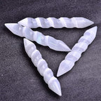 JIC Gem 4pc Selenite Spiral Wand Double Point Moroccan Selenite Crystals and Healing Stones 6-6.5 inch