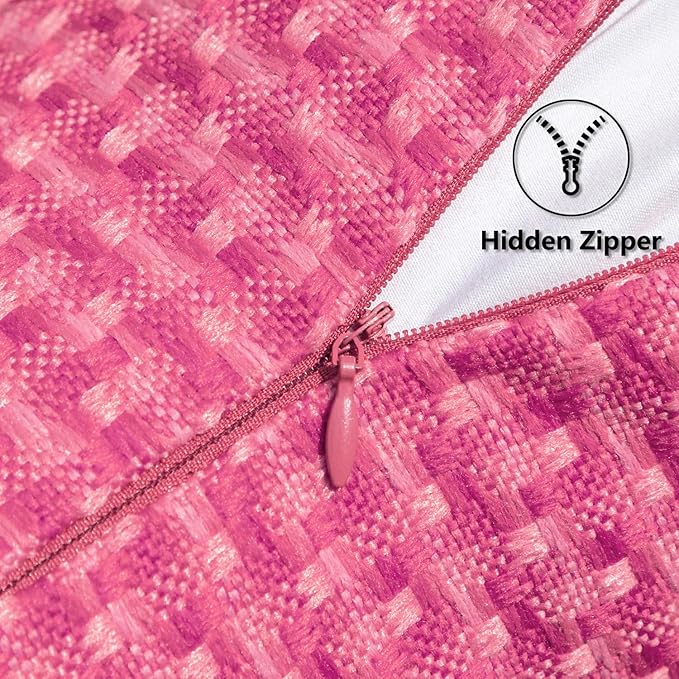 Kevin Textile Outdoor Waterproof Throw Pillow Covers Pack of 2 Farmhouse Decorative Cushion Covers for Garden Patio Tent Balcony Bench Couch Sofa 22x22 Inch, Hot Pink