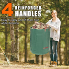 Joyhalo Reusable Yard Waste Bags, 132 Gallon Lawn And Leaf Bags 3 Pack, Heavy Duty Garden Bags With Gardening Gloves, Standable Garden Waste Bag With 4 Handles, Camping Yard Recycling Bag For Leaves