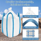 FIBC Bulk Bag, 2 Ton Bag, 35"L x 35"W x 43"H, 4400 lbs SWL, 6 Pack, Duffle Top Flat Bottom, Heavy Duty Woven Polypropylene Bags for Industry Construction