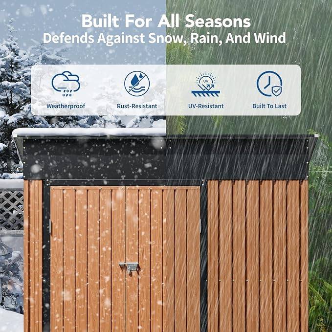 8x4 Ft Outdoor Metal Shed, Storage Shed with Updated Frame Structure & Triple Lockable Doors, Large Garden Tool Shed for Backyard, Patio, Lawn & Utility Storage