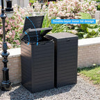 Outdoor Trash Can with Lid, Outdoor Trash Bin & Pull-Out Liquid Drawer, Dual Lid Closure Design, Waterproof Resin Garbage Can Container for Patio, Backyard, Deck (Black, 31 Gallon)