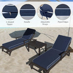 Chaise Lounge Cushions Outdoor Furniture 72 x 21 Inch Olefin Patio Lounge Chair Cushions 4'' Thick Waterproof Outdoor Chaise Cushion Weather Resistant Pool Lounger Cushion (Navy)