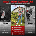 Cordless Electric Weed Wacker, 21V Battery Powered Weed Wacker with 3 Types Blades&2x2.0Ah Battery, Foldable Lightweight Weed Trimmer/Stringless Grass Trimmer/Brush Cutter with for Garden Yard