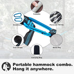 14ft Two Person Outdoor Hammock, Portable Camping with Folding Steel Spreader Bar, Carrying Bag, Carabiners, Tree Straps, Pillow & Sidebag, Quick Dry Textilene, 550 lbs Capacity (Ivory)