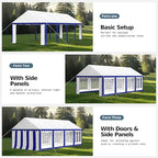MFSTUDIO 13'x26' Party Tent, Outdoor Heavy Duty Party Tents with Removable Sidewalls, Large Canopy Tent Shelter for Outdoor Events Wedding Birthday, Blue