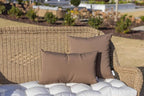 RSH DECOR: Sunbrella Square Throw Pillows Set of 4 | 17" x 17" | Water and Fade-Resistant Performance Fabric | Outdoor Pillow Covers with Down-Alternative Inserts | Canvas Taupe