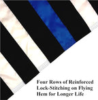 US Flag Factory 3x5 FT American Thin Blue Line Flag (Embroidered Stars, Sewn Stripes) for Police Officers - Blue Lives Matter Flag - 100% Made in America - Outdoor SolarMax Nylon