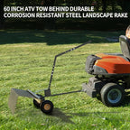 YITAMOTOR 60 Inch Tow Behind Dethatcher, Lawn Dethatcher Rake with 24 Spring Steel Tines & Lift Handle for ATV or Mover Tractors, Tow Behind Lawn Rakes for Leaves, Pine Needles, and Grass