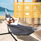 ANYOO Cotton Hammock Portable Camping Hammocks for Hanging Sturdy Garden Comfortable Fabric Hammock with Tree Straps Up to 660lbs with Travel Bag for Camping Outdoor/Indoor Patio Backyard