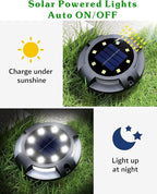 Biling Solar Outdoor Lights Walkway Lights 12 Packs, Bright Solar Ground Lights Uplight Sidelight Waterproof for Yard Walkway Garden Poolside (White)