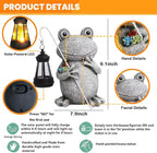Frog Solar Garden Statues, Resin Frog Figurine Decorations, Outdoor Frog Decor Art for Lawn,Yard, Unique Housewarming Gift for Garden Home