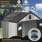 Domi 6x4FT Resin Outdoor Storage Shed with Lockable Door, Waterproof Outside Sheds with Windows & Vents, Heavy-Duty Plastic Tool Storage Shed for Patio Furniture, Lawn Mower, Bike