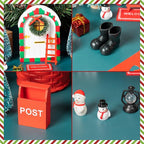 Haooryx Christmas Elf Garden Miniatures - 22Pcs Christmas Magic Fairy Doors Decoration Kit Wooden Miniature Fairy Doors Xmas Elf Magic Door Wall Fairies Xmas Winter Xmas New Year Decor(White Door)