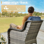 HOOOWOOO Patio Furniture Set,6 Piece Outdoor Furniture Set with Swivel Chairs,Wicker Patio Conversation Couch Chairs Ottoman Set,Denim Blue