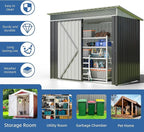 JY QAQA 6x4 FT Metal Outdoor Garden Storage Shed, Waterproof Metal Garden Sheds with Window and Lockable Double Door, Weather Resistant Steel Tool Storage House Shed for Patio,Lawn