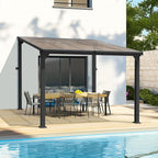 10 * 10FT Pergola,Outdoor Gazebo,Hardtop Lean to Gazebo,Wall Mounted Pergola,Pergolas Gazebos Clearance,Aluminum Frame Pergola,UV Resistant Patio Roof,Patio Awnings for Porch,Lawn,Backyard