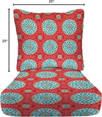 RSH DECOR: Deep Seating Cushion with Pillow Back | 25” x 25” Seat | Water and Fade-Resistant Spun Fabric | Outdoor Chair Cushion Set for Patio Furniture | Watermelon Sundial