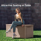 DRATO 200 Gallon Deck Box, Waterproof Resin Large Outdoor Storgae Box for Patio Furniture, Patio Cushions, Gardening Tools, Pool Supplies, Lockable